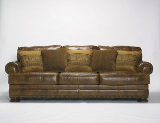 Country Genuine Leather Sofa Couch Living Room Set Furniture
