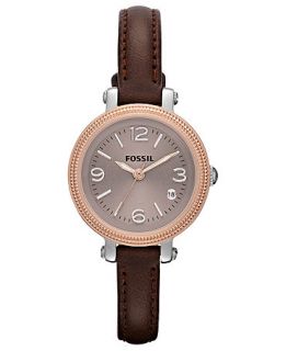 Fossil Watch, Womens Mini Heather Brown Leather Strap 26mm ES3138