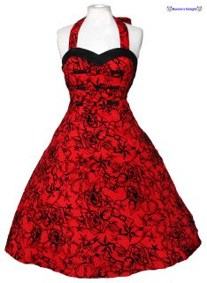 New 50s Rockabilly Red Halter Neck Retro Swing Party Vintage Tattoo