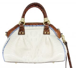 Brahmin Whisper Glossy Tri Color Lisa Dome Satchel Tote Handbag New