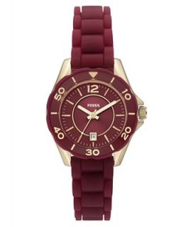 Fossil Watch, Womens Mini Riley Red Silicone Strap 30mm ES2978