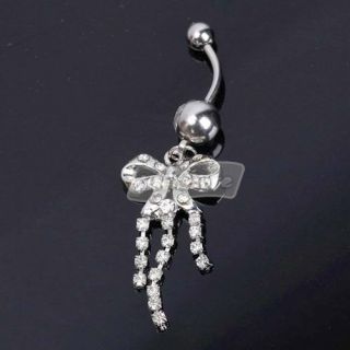 Bowknot Heart Curved Barbells Navel Belly Button Ring Body Jewelry