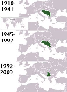 General location of the political entities known as Yugoslavia. The