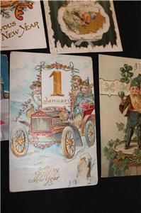 Lot of 18 Vintage Postcards New Years Day Model T Automobiles Early