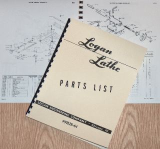 Logan 9 Metal Lathe 9B28 61 Parts List Manual 0461