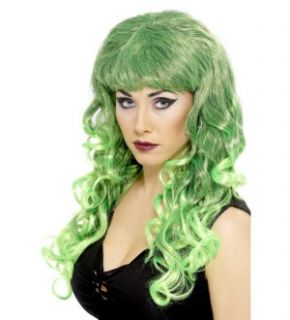 Long Curly Green and Black Siren Costume Wig New