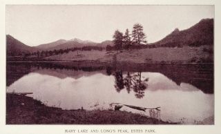 1893 Print Mary Lake Longs Peak Estes Park Colorado Original