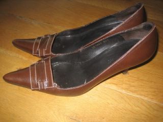 LK Bennett Brown Pointed Mid Heels Shoes with Buckle Size UK 5 5 EU 38