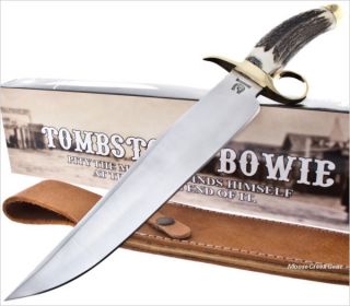 Tombstone Bowie Knife Over 15 Genuine Stag Handle Finger Loop