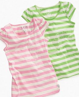 GUESS Kids Shirt, Girls Logo Striped Tee   Kids Girls 7 16
