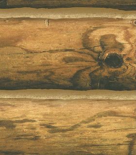 Mountain Log Cabin Logs Wallpaper Burnt Orange CH7980
