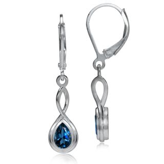 London Blue Topaz 925 Sterling Silver Dangle Leverback Earrings hbgn