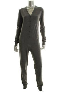 Brighton New Gray Long Sleeve V Neck Button Front Jumpsuit Pants s