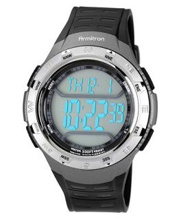 Armitron Watch, Mens Digital Black Polyurethane Strap 44mm 40 8225GMG