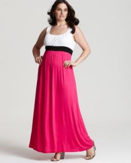 Love ady New Pink Knit Colorblock Sleeveless Empire Waist Maxi Dress