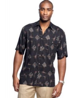 Cubavera Shirt, Short Sleeve Leaf Print Shirt   Mens Casual Shirts