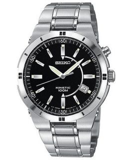 Seiko Watch, Mens Kinetic Stainless Steel Bracelet 22mm SKA347   All