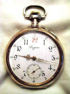 Longines Silver Cased Enamel Dial Pocket Watch c.190