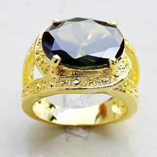 Jewellery Vintage Womens 18K Yellow Gold Filled Huge 14ct Peridot