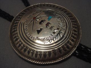 Historical Vintage Navajo Great Seal of Navajo Nation Turquoise Bolo