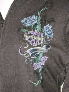 Harley Davidson Womens B s Rose Banner Full Zip Mock Neck Jacket L Hot