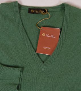 Loro Piana Sweater $795 Green 100 Cashmere V Neck Jumper Sweater Med