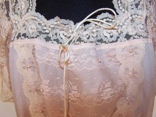 Vintage Lorrie Kabala Victorian Style Pink Silk Lace Camisole Blouse