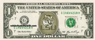 LSU Tigers College Dollar Bill Uncirculated Mint US Currency Cash