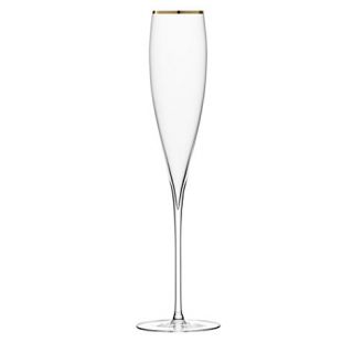LSA International 2 Elegant Gold Rim Savoy Champagne Flutes Glasses
