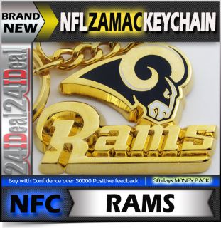 NFL Licensed ST.LOUIS RAMS Gold Tone 3D Zamac Keychain / FOOTBALL KEY