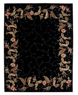 Nourison Area Rug, Julian JL46 Floral Border Black 8 x 11