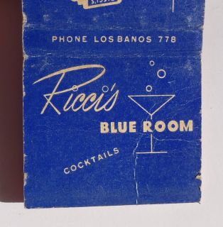 Feature Matchbook Riccis Blue Room Cocktails Phone 778 Los Banos CA
