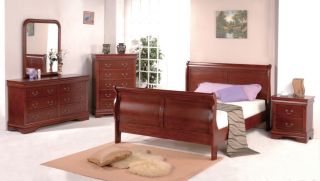 Louis Philippe Queen Sleigh Bed 5 PC Cherry Bedroom Set