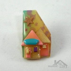 Collectible Colorful Vintage House Pin Brooch by Lucinda