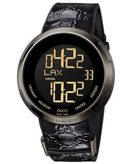 Gucci Watch, Mens Swiss Digital I Gucci Micro GG Anthracite Patent