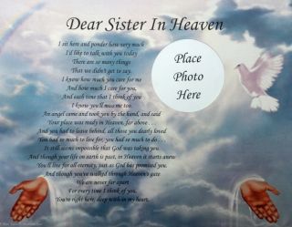 Dear Sister in Heaven Memorial Poem in Loving Memory