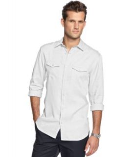Calvin Klein Shirt, Long Sleeve Gingham Check Poplin Shirt   Mens