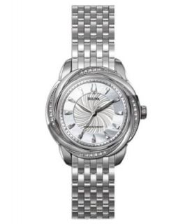 Bulova Watch, Womens Diamond Accent Stainless Steel Bracelet 28mm