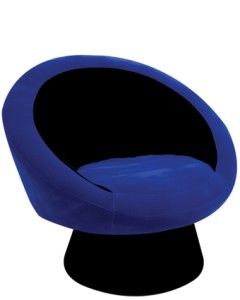 LumiSource Modern Kids Saucer Chair Black Blue w Plush Seat Chr Sauce
