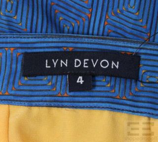 Lyn Devon Blue Orange Silk Pleated Skirt Size 4