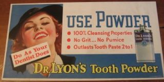 Vtg 1936 Dr Lyons Tooth Powder Trolley Bus Car Card Advertising Sign