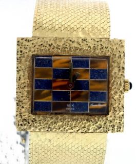 Lucien Piccard RARE Mosaic 18K Yellow Gold Watch