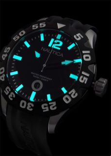 New Mens Nautica Oversized Black Rubber 100M Watch