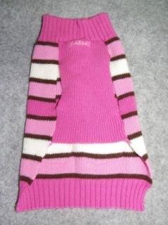 of Two Pink Dog Sweaters Heart Striped Size Medium Lulu Pink