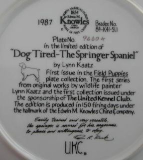 Lynn Kaatz Dog Tired The Springer Spaniel Plate