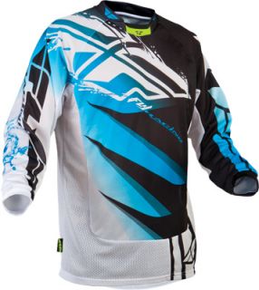 2013 Fly Racing Youth Kinetic Inversion Mesh Race Jersey Blue White YX