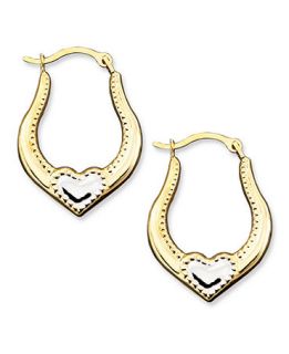10k Two Tone Gold Small Heart Hoop Earrings   Earrings   Jewelry