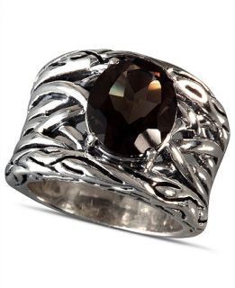 Sterling Silver Ring, Smokey Quartz (4 1/10 ct. t.w.) Oval Weave Ring