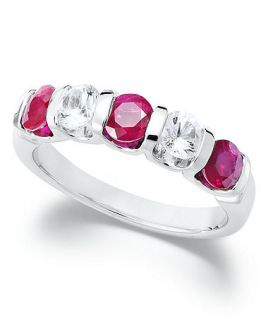 Sterling Silver Ring, Ruby (9/10 ct. t.w.) and White Sapphire (5/8 ct