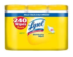 Lysol Disinfect Wipes Lemon and Lime Blossom 80 Wet Wipe Containers 3
